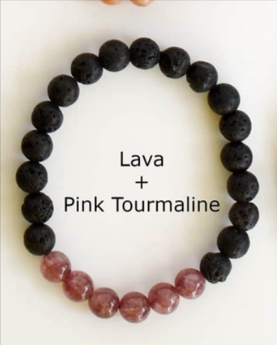 Diffuser bracelet with lava stones and various gemstones