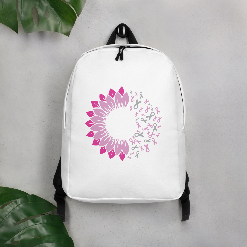 Backpack blanc avec ruban rose