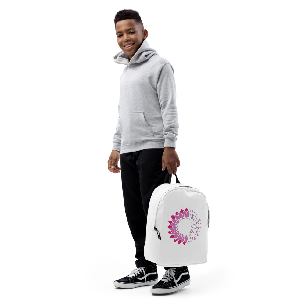 Backpack blanc avec ruban rose