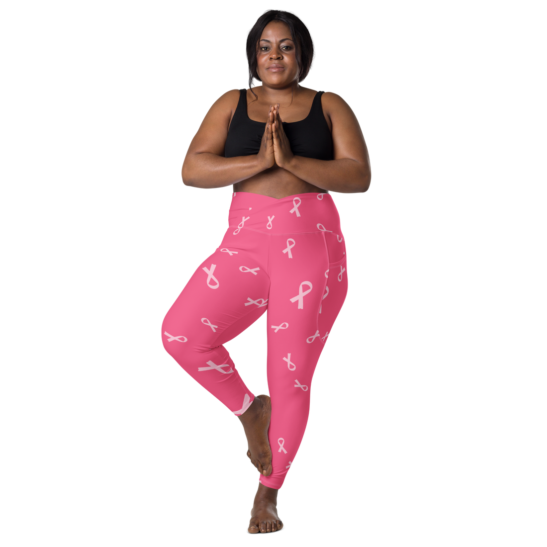 Crossover leggings with pockets (pink)