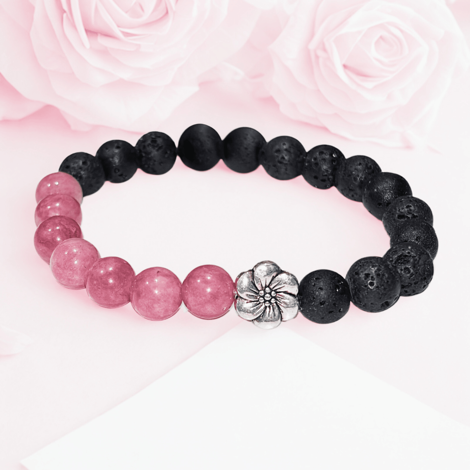 Anahata, Chakra du coeur | Pierre de Rhodonite rose | Bracelet diffuseur -Bracelet- Christiane Constantineau