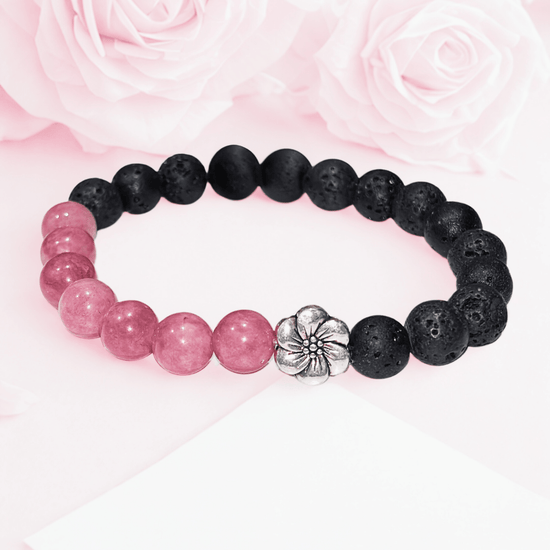 Anahata, Chakra du coeur | Pierre de Rhodonite rose | Bracelet diffuseur -Bracelet- Christiane Constantineau