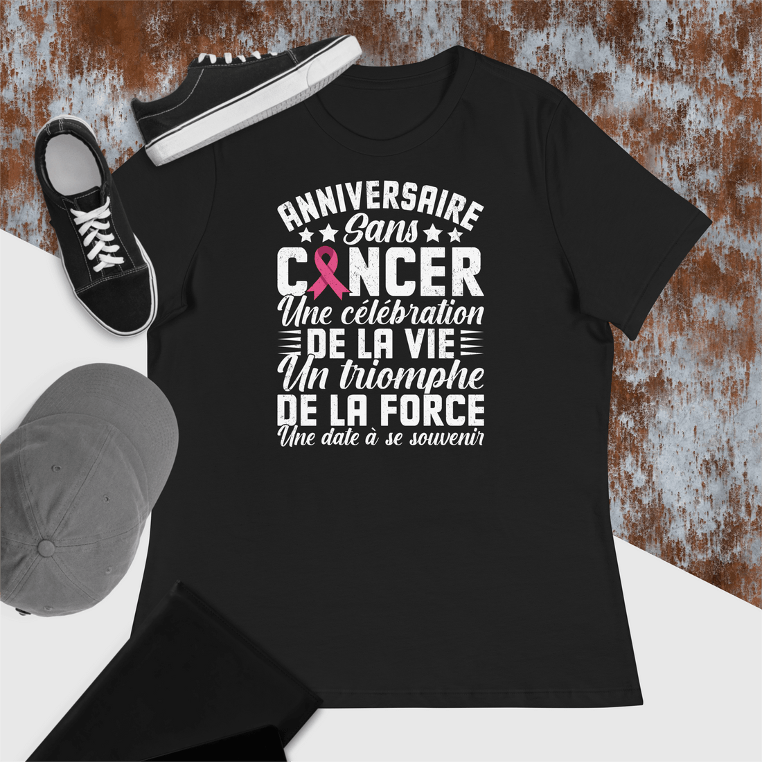 Anniversaire sans cancer - Modèle foncé -T-Shirt- Christiane Constantineau
