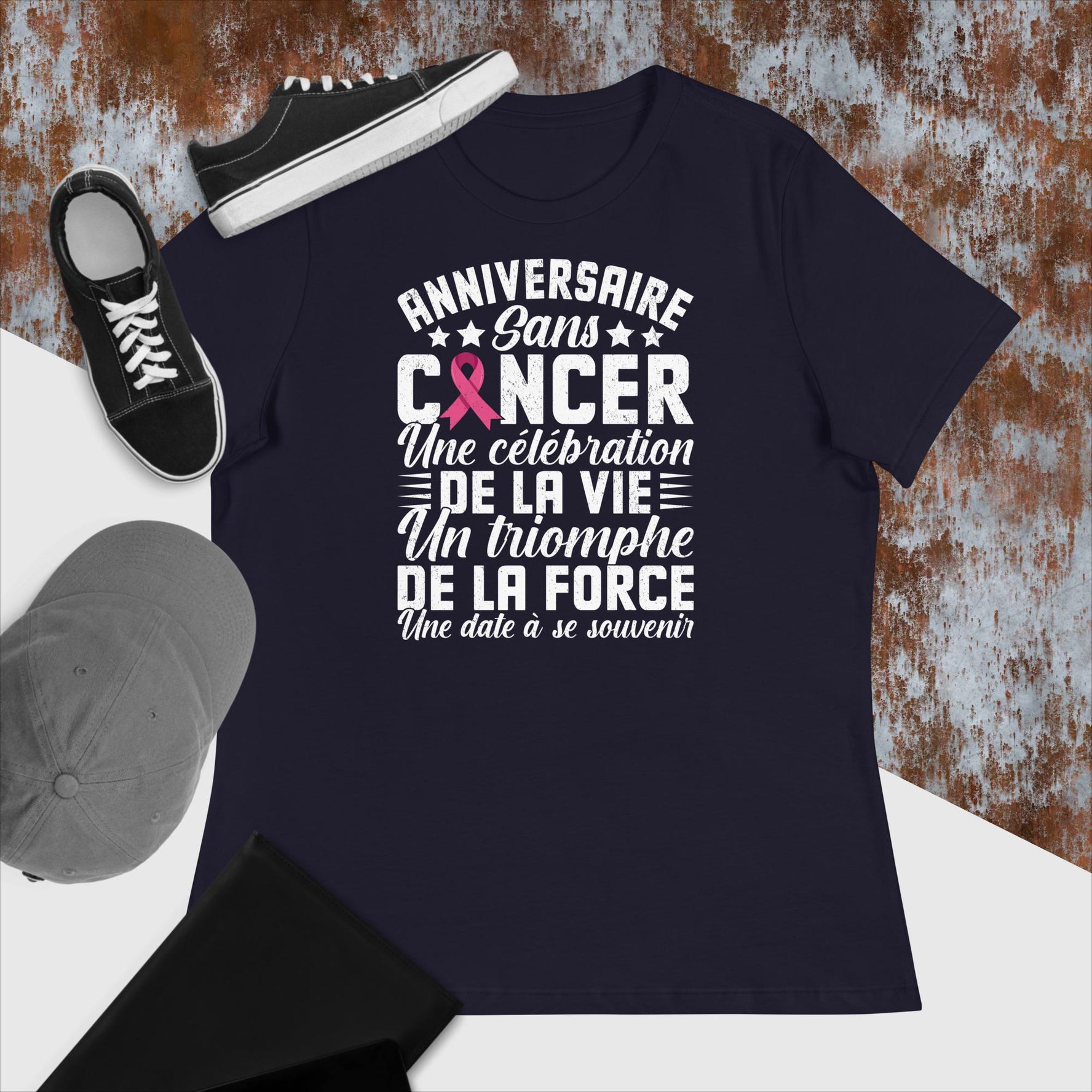Anniversaire sans cancer - Modèle foncé -T-Shirt- Christiane Constantineau