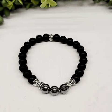 Beauté intense | Pierre obsidienne noire mate | Bracelet diffuseur -Bracelet- Christiane Constantineau