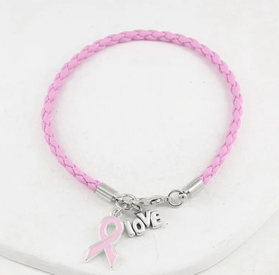Bracelet cuir artisanal torsadé rose -Bijoux- Christiane Constantineau