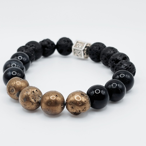 Determination | Metallic Gold Druzy Stone | Diffuser Bracelet