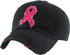 Casquette de baseball rose ou noire en denim avec logo (style vintage) -Casquette- Christiane Constantineau