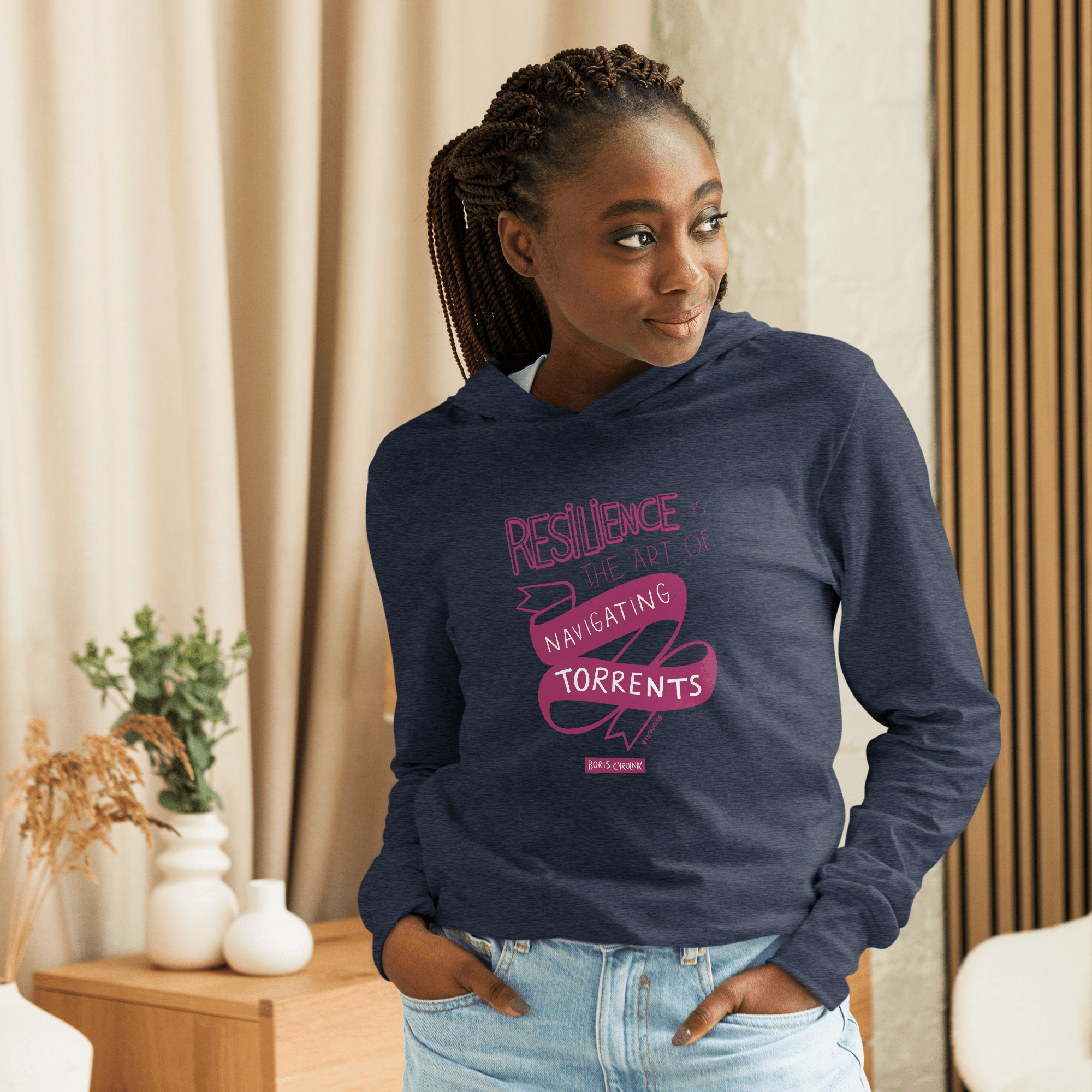 Comfortable hoodie long-sleeve (Navigating torrents) -Hoodie- Christiane Constantineau