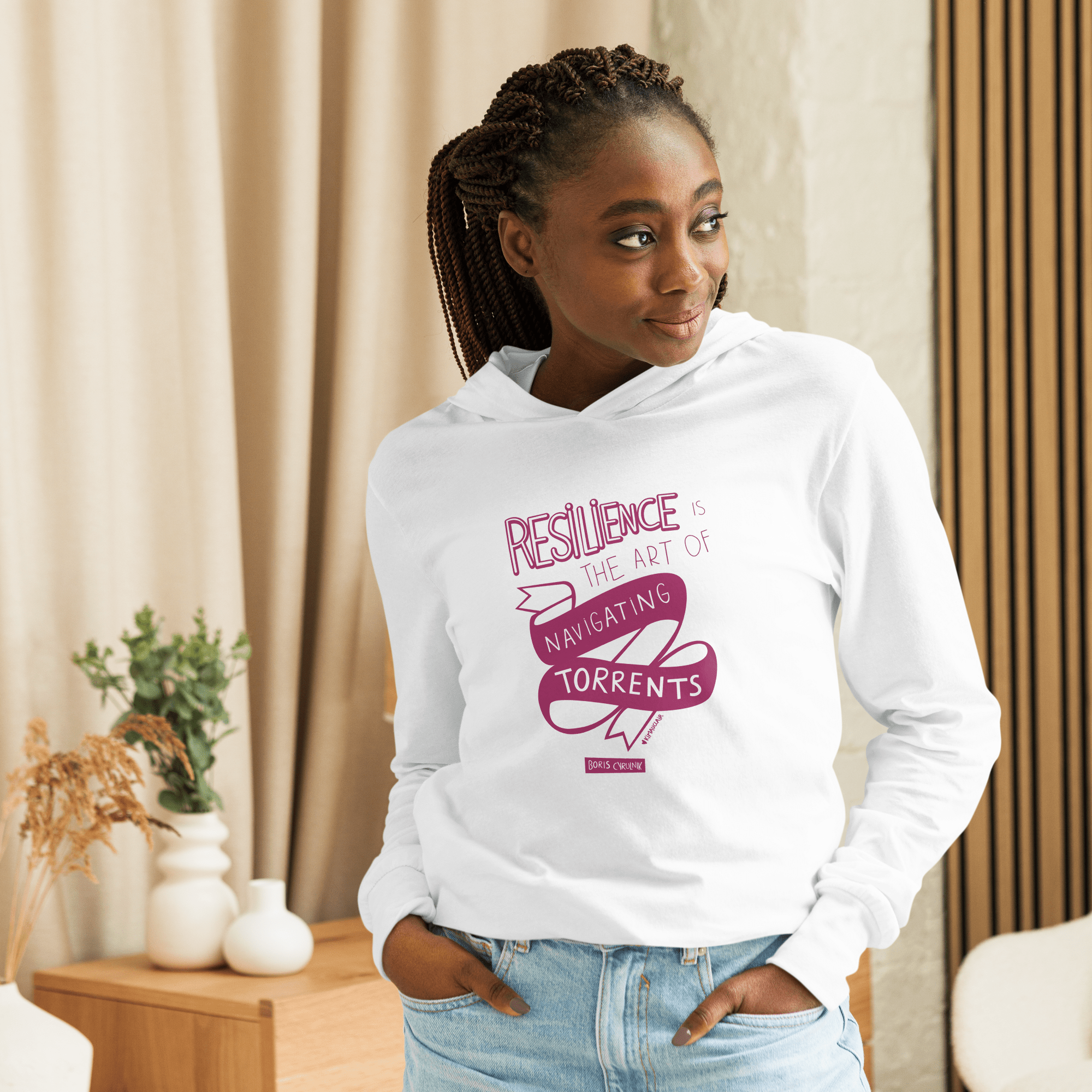 Comfortable hoodie long-sleeve (Navigating torrents) -Hoodie- Christiane Constantineau