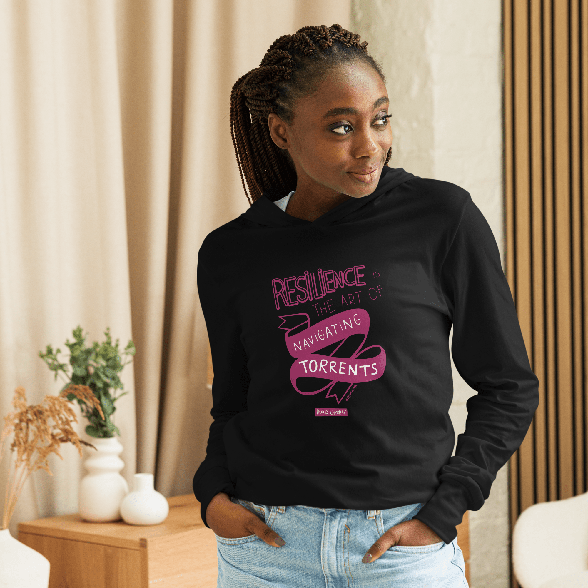 Comfortable hoodie long-sleeve (Navigating torrents) -Hoodie- Christiane Constantineau