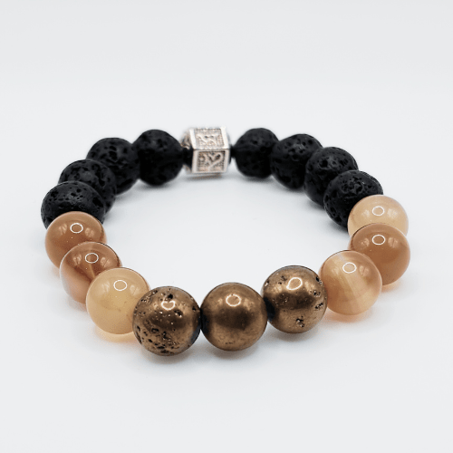 Détermination | Pierre de druzy dorée métallisée | Bracelet diffuseur -Bracelet- Christiane Constantineau