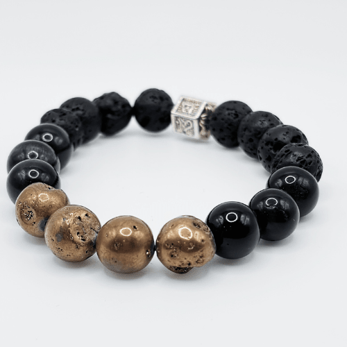 Détermination | Pierre de druzy dorée métallisée | Bracelet diffuseur -Bracelet- Christiane Constantineau