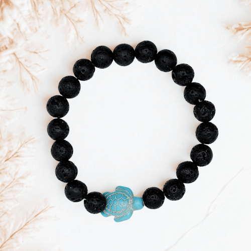 Éclats d'océan | Pierre turquoise et pierre de lave | Bracelet diffuseur -Bracelet- Christiane Constantineau