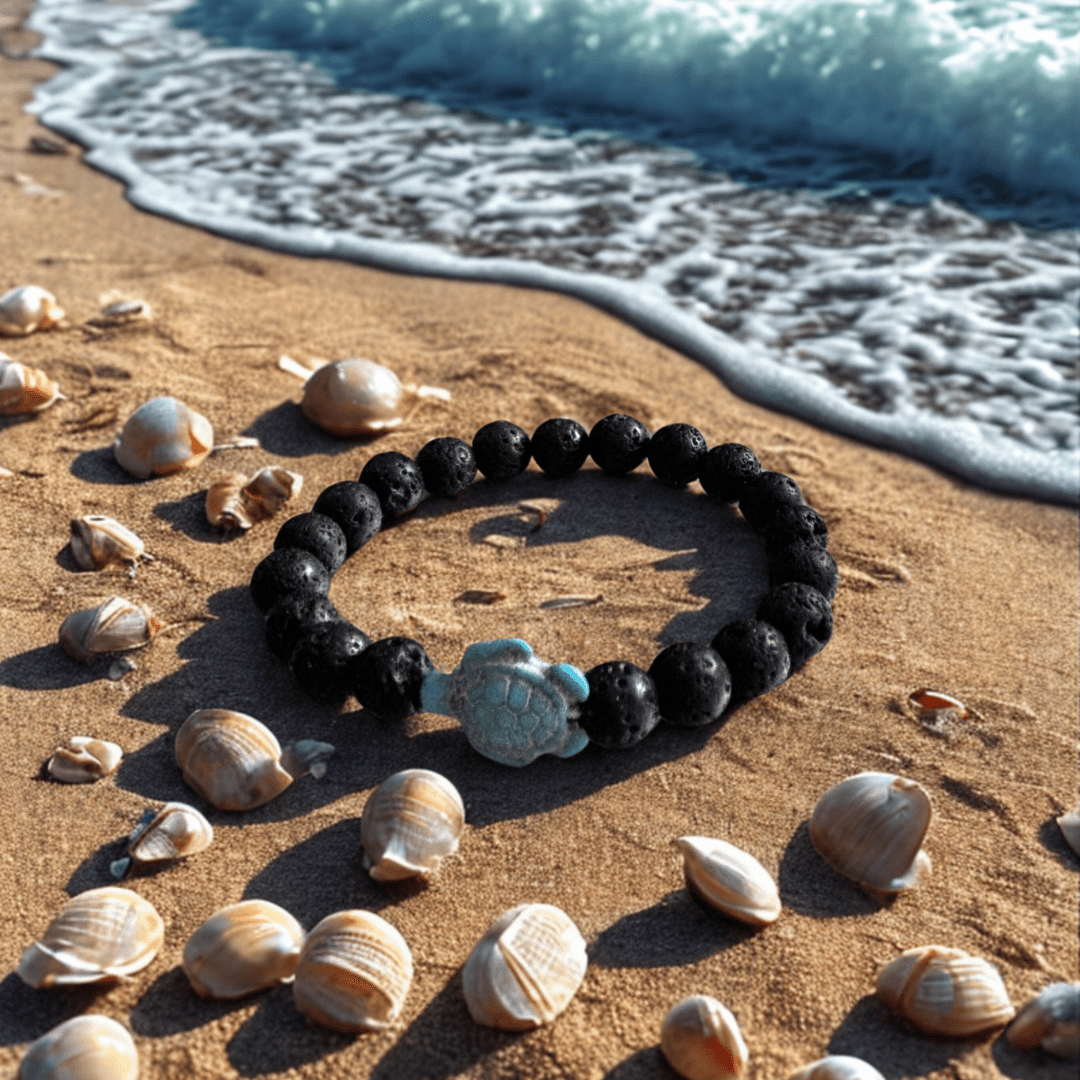 Éclats d'océan | Pierre turquoise et pierre de lave | Bracelet diffuseur -Bracelet- Christiane Constantineau