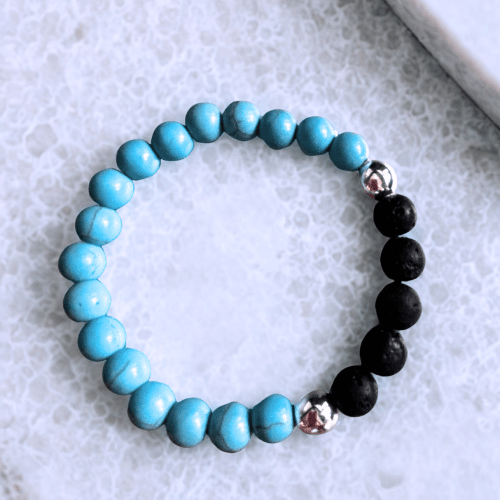 Éclats d'océan | Pierre turquoise et pierre de lave | Bracelet diffuseur -Bracelet- Christiane Constantineau