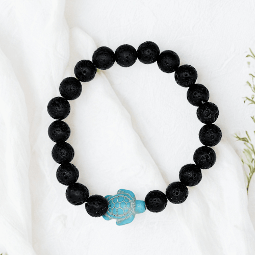 Éclats d'océan | Pierre turquoise et pierre de lave | Bracelet diffuseur -Bracelet- Christiane Constantineau