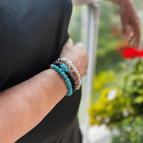 Éclats d'océan | Pierre turquoise et pierre de lave | Bracelet diffuseur -Bracelet- Christiane Constantineau
