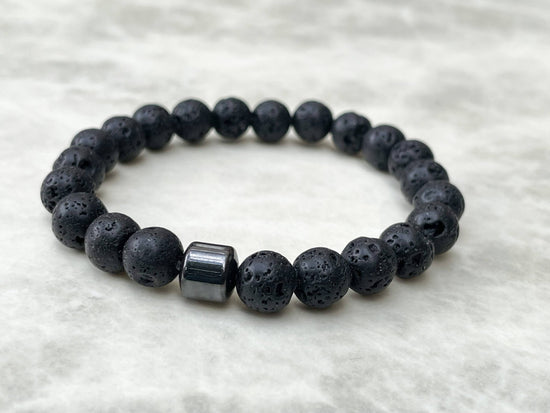 Élégance minérale | Pierre de lave noire | Bracelet diffuseur -Bracelet- Christiane Constantineau