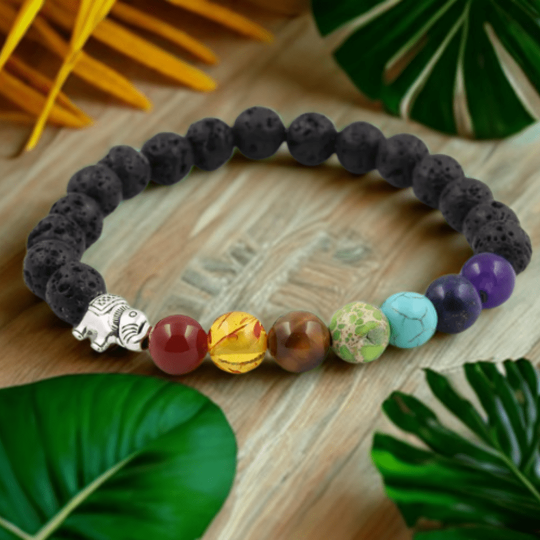 Équilibre des 7 Chakras | Obsidienne noire | Bracelet diffuseur -Bracelet- Christiane Constantineau