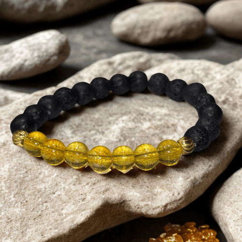 Éruption dorée | Citrine naturelle | Bracelet diffuseur -Bracelet- Christiane Constantineau
