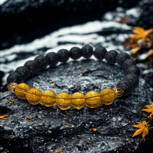 Éruption dorée | Citrine naturelle | Bracelet diffuseur -Bracelet- Christiane Constantineau