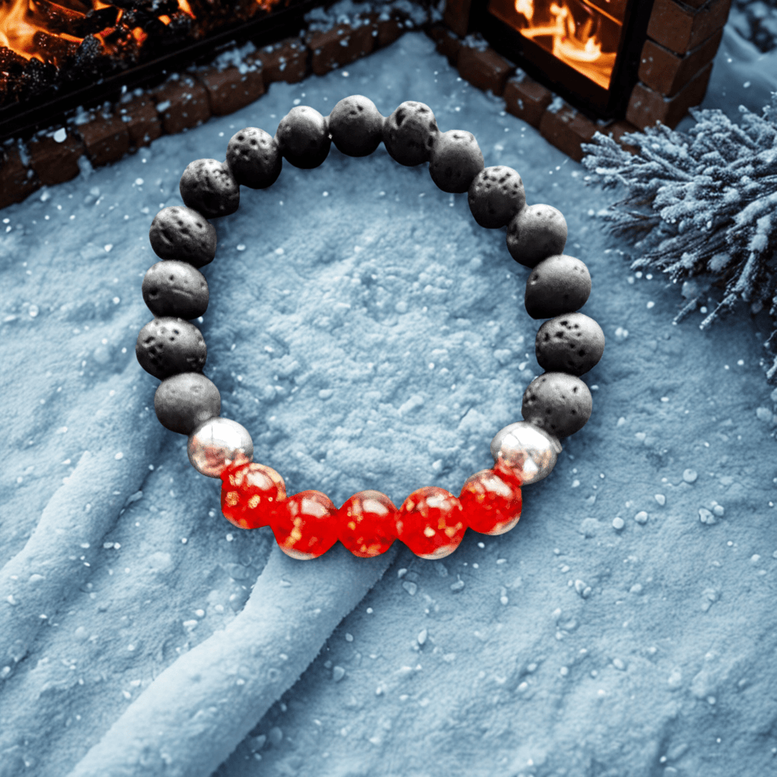 Flocons de verre | Perle en verre | Bracelet diffuseur -Bracelet- Christiane Constantineau