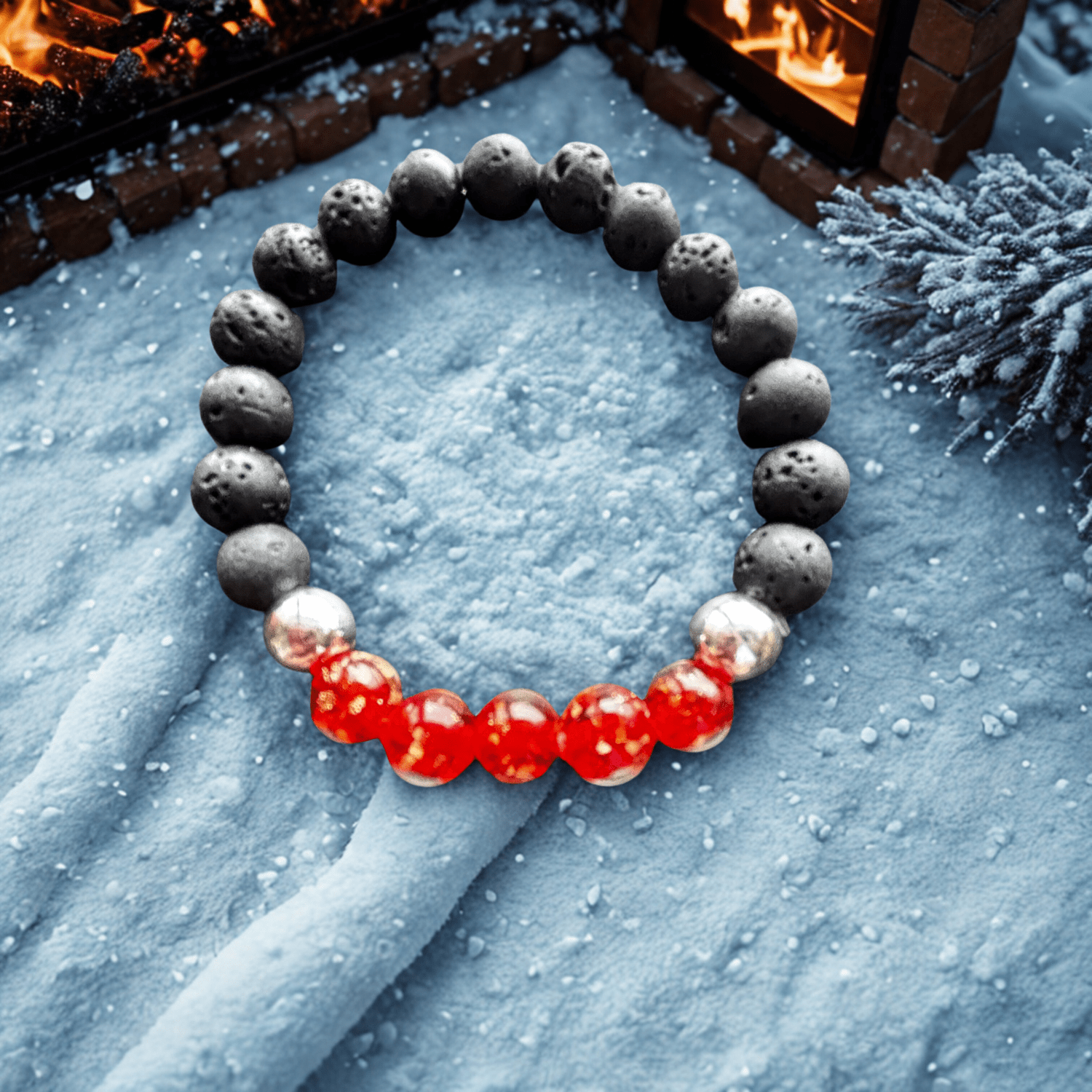 Flocons de verre | Perle en verre | Bracelet diffuseur -Bracelet- Christiane Constantineau