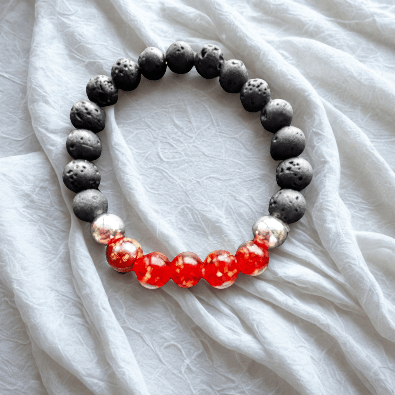 Flocons de verre | Perle en verre | Bracelet diffuseur -Bracelet- Christiane Constantineau