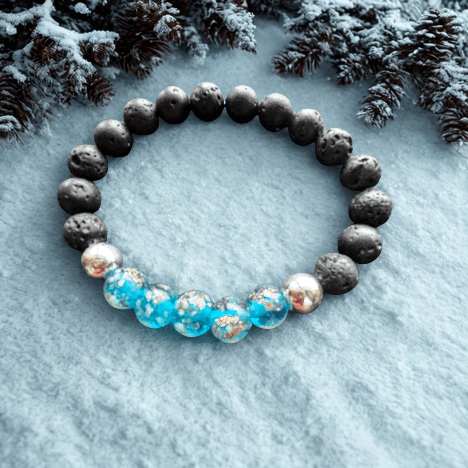 Flocons de verre | Perle en verre | Bracelet diffuseur -Bracelet- Christiane Constantineau