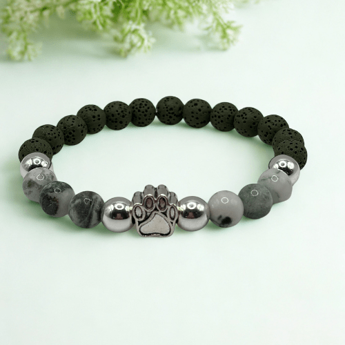 Gardien d'Âme fidèle | Pierre dalmatien et Agate dentritique | Bracelet diffuseur -Bracelet- Christiane Constantineau