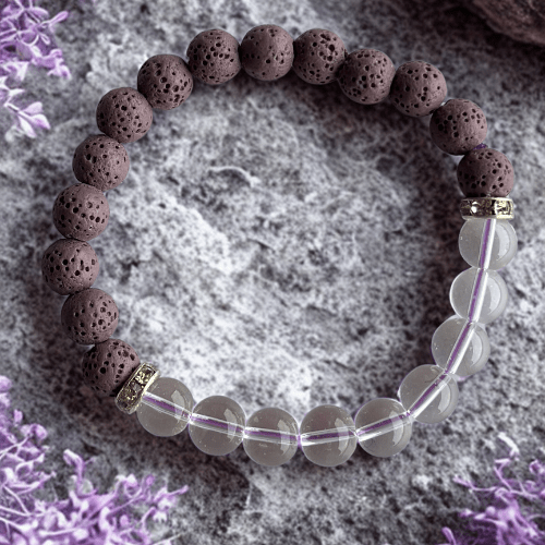 Harmonie lilas | Pierre de quartz blanc | Bracelet diffuseur -Bracelet- Christiane Constantineau