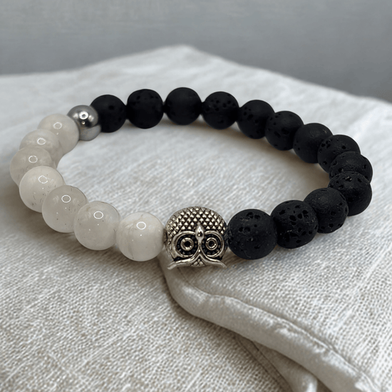 Hibou empatique | Pierre de Lune | Bracelet diffuseur -Bracelet- Christiane Constantineau