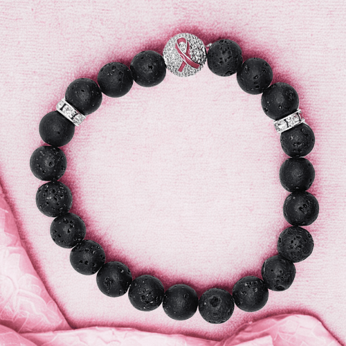 Perles d'espoire | Perle avec ruban rose | Bracelet diffuseur -Bracelet- Christiane Constantineau