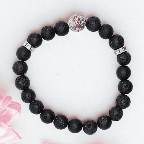 Perles d'espoire | Perle avec ruban rose | Bracelet diffuseur -Bracelet- Christiane Constantineau