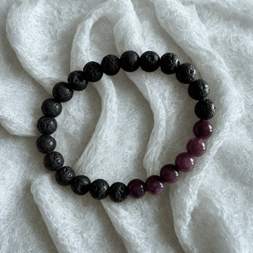 Sérénité cristalline | Cornaline, Quartz, Oeil de tigre, Améthise, Lapis, Citrine et Tourmaline | Bracelet diffuseur -Bracelet- Christiane Constantineau