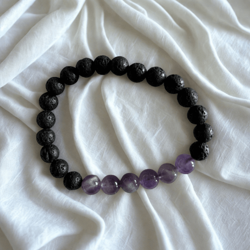Sérénité cristalline | Cornaline, Quartz, Oeil de tigre, Améthise, Lapis, Citrine et Tourmaline | Bracelet diffuseur -Bracelet- Christiane Constantineau
