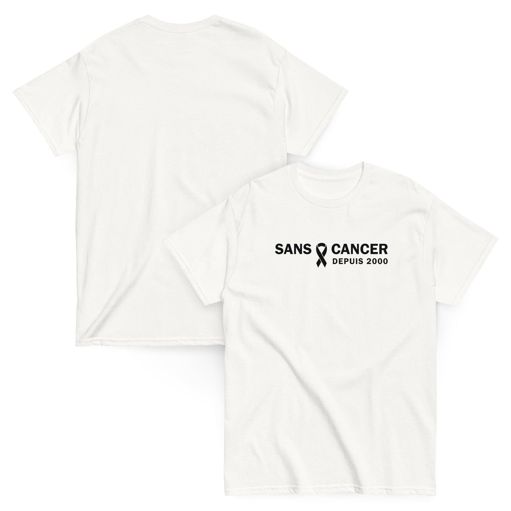T-shirt classique (blanc) unisexe Anniversaire sans cancer 2000 - Christiane Constantineau