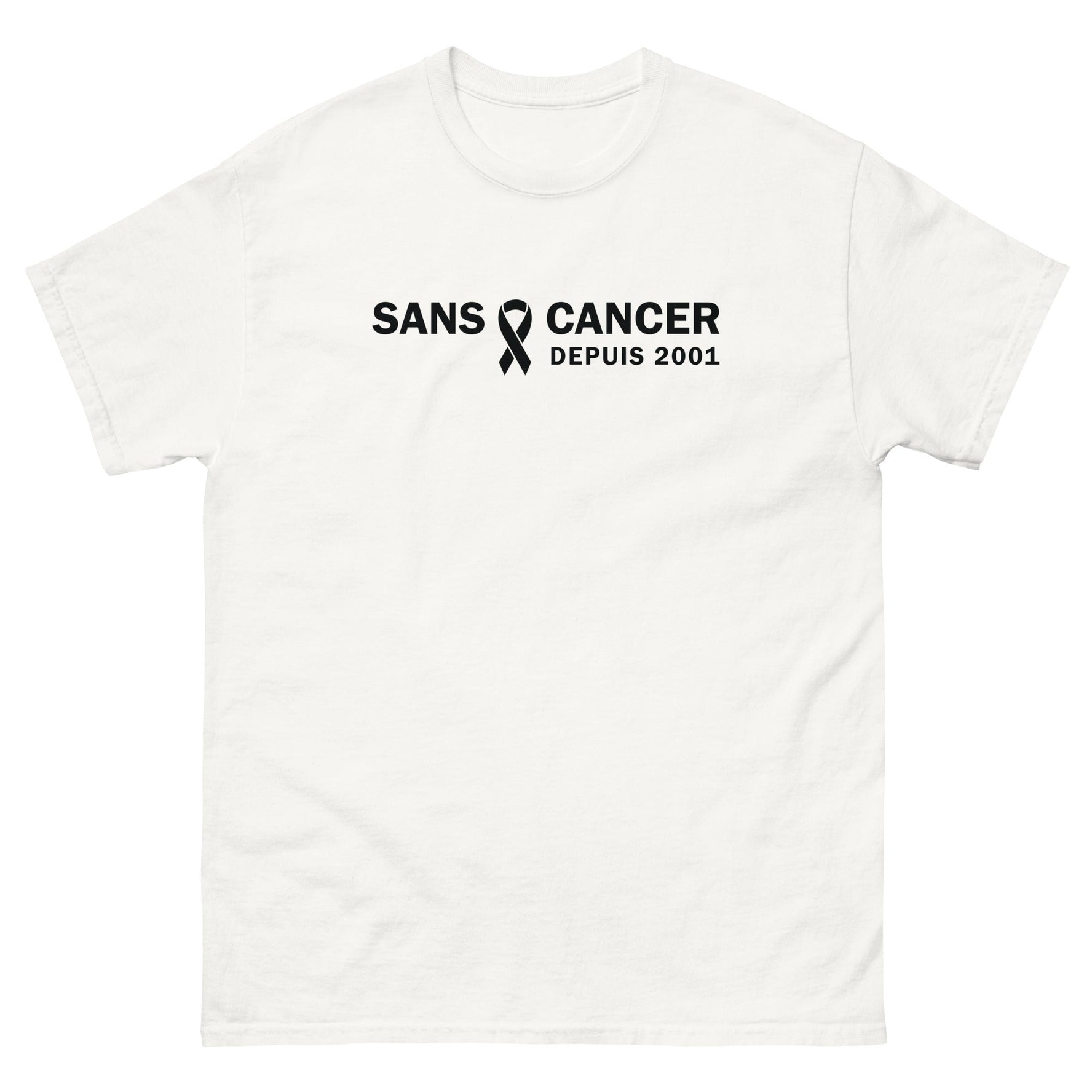 T-shirt classique (blanc) unisexe Anniversaire sans cancer 2001 - Christiane Constantineau