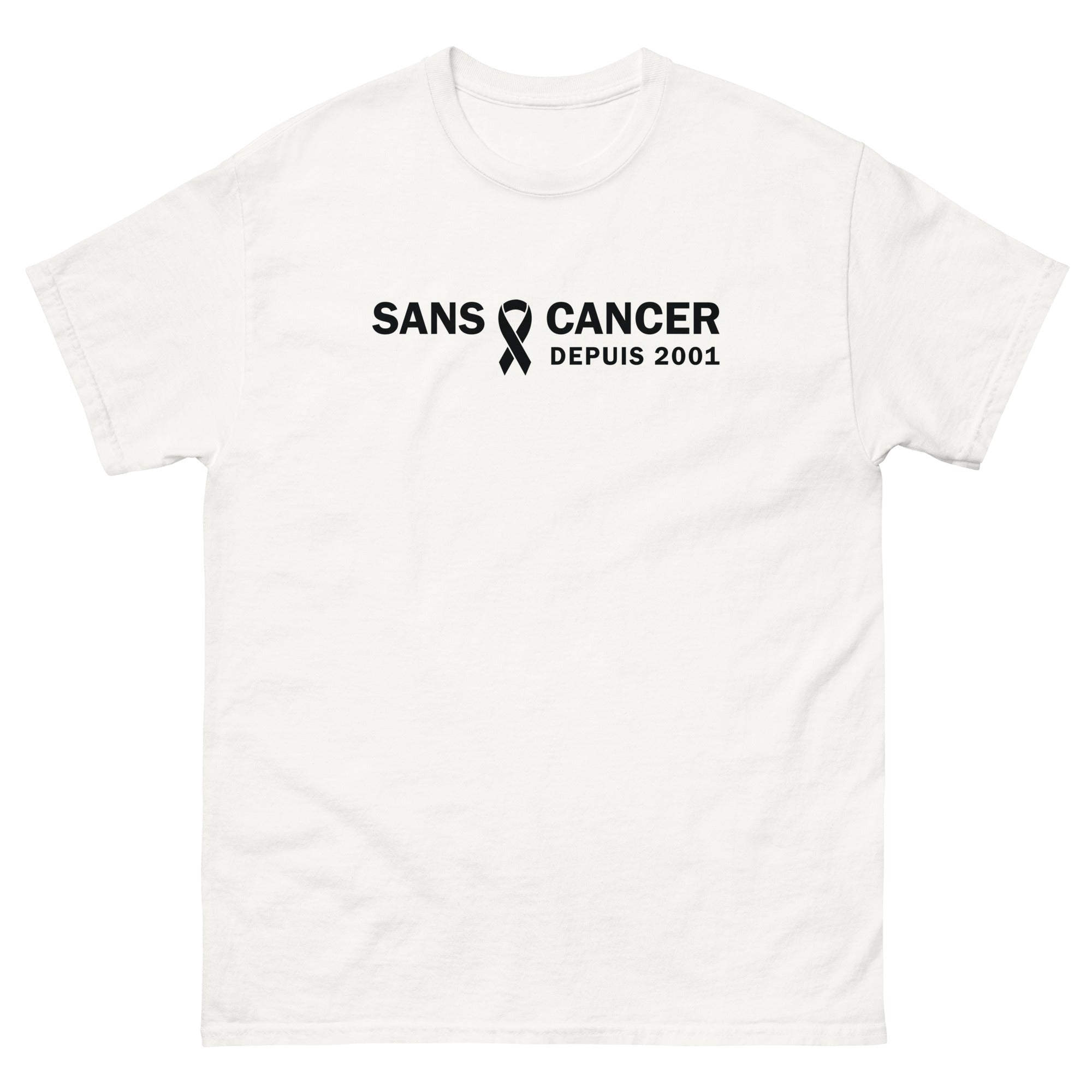T-shirt classique (blanc) unisexe Anniversaire sans cancer 2001 - Christiane Constantineau