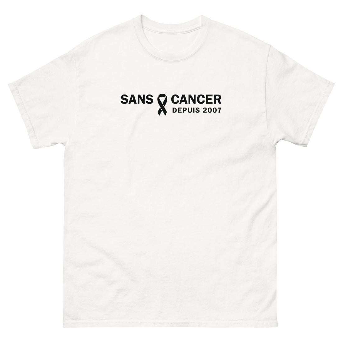 T-shirt classique (blanc) unisexe Anniversaire sans cancer 2007 - Christiane Constantineau