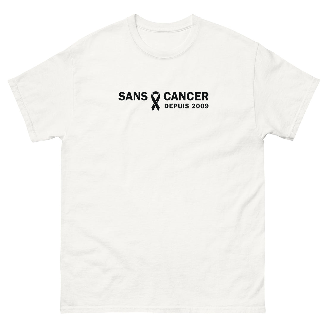 T-shirt classique (blanc) unisexe Anniversaire sans cancer 2009 - Christiane Constantineau
