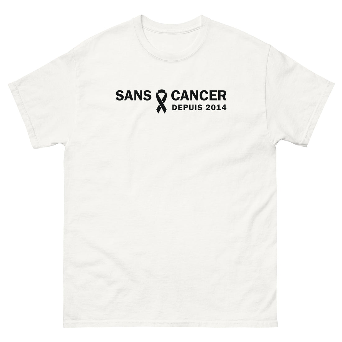 T-shirt classique (blanc) unisexe Anniversaire sans cancer 2014 - Christiane Constantineau
