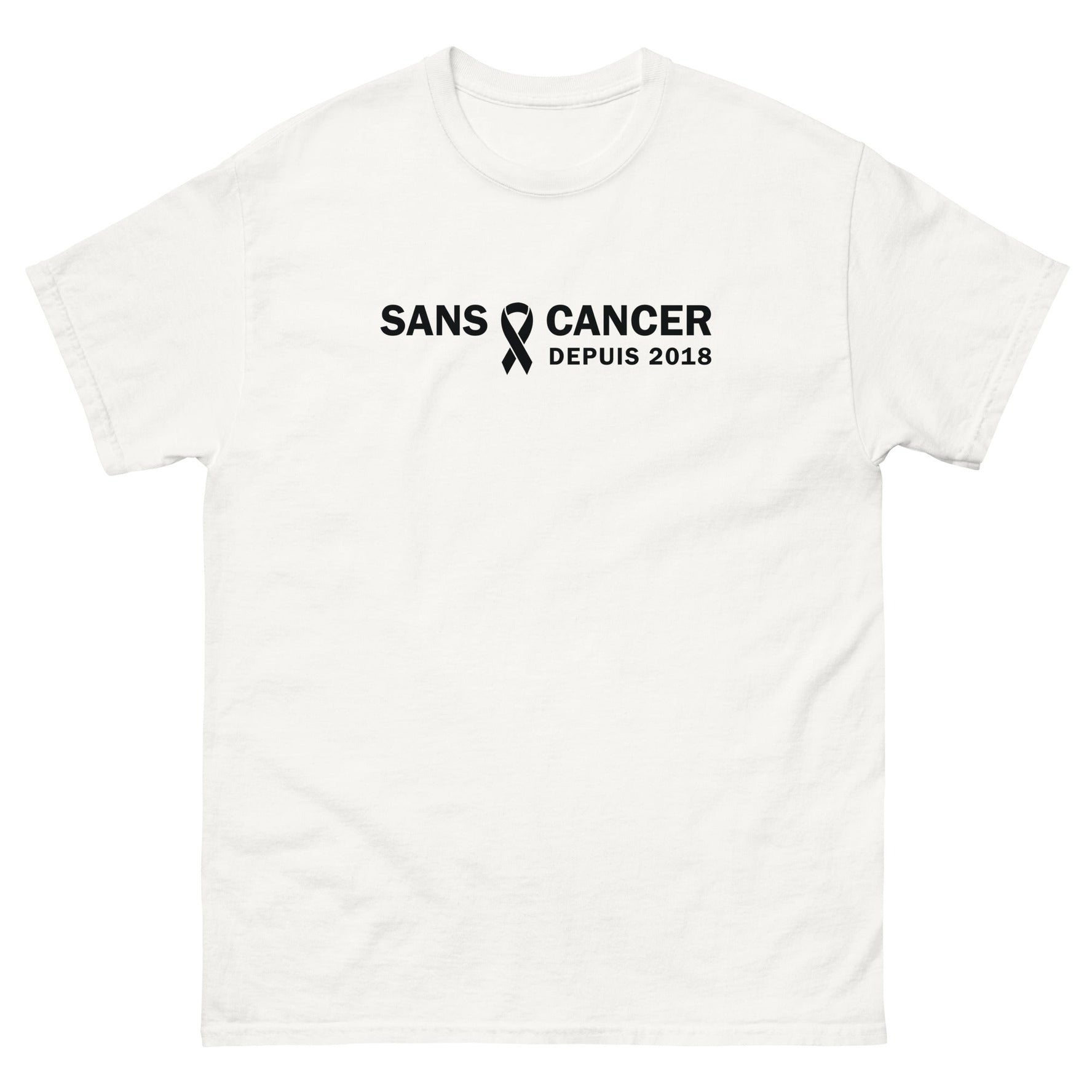 T-shirt classique (blanc) unisexe Anniversaire sans cancer 2018 - Christiane Constantineau