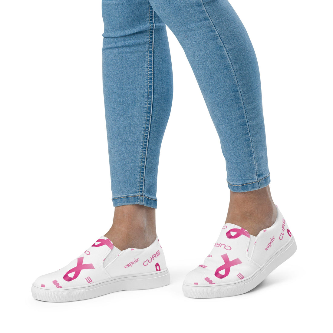 Tennis en toile sans lacets femme (blanche) -Basket- Christiane Constantineau