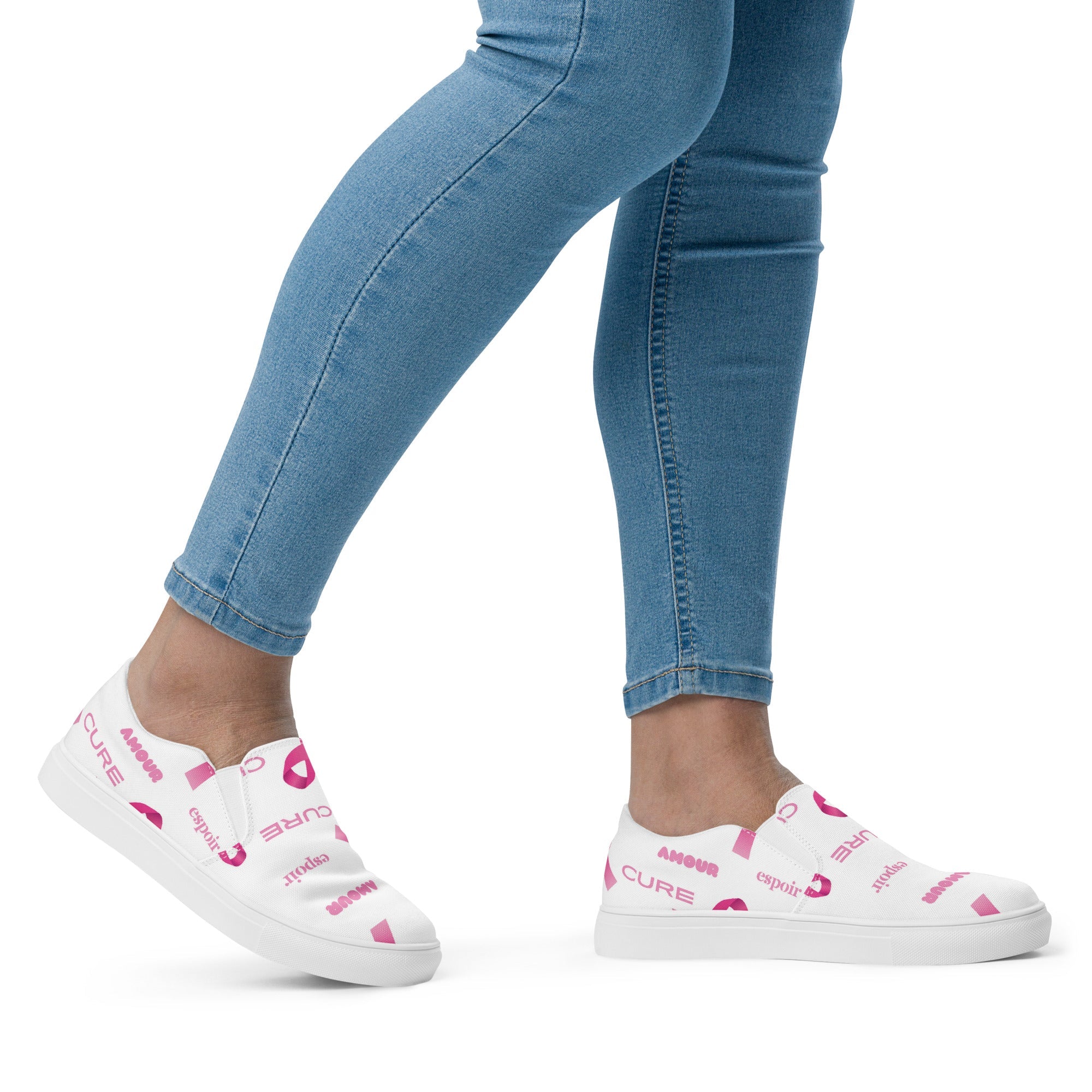 Tennis en toile sans lacets femme (blanche) -Basket- Christiane Constantineau